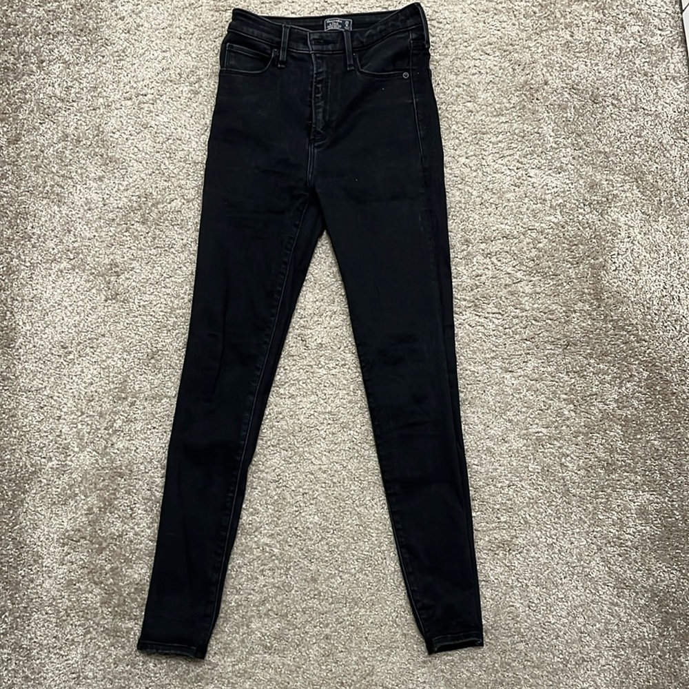 Abercrombie & Fitch Simone High Rise Super Skinny Black Short Jeans 25/0S